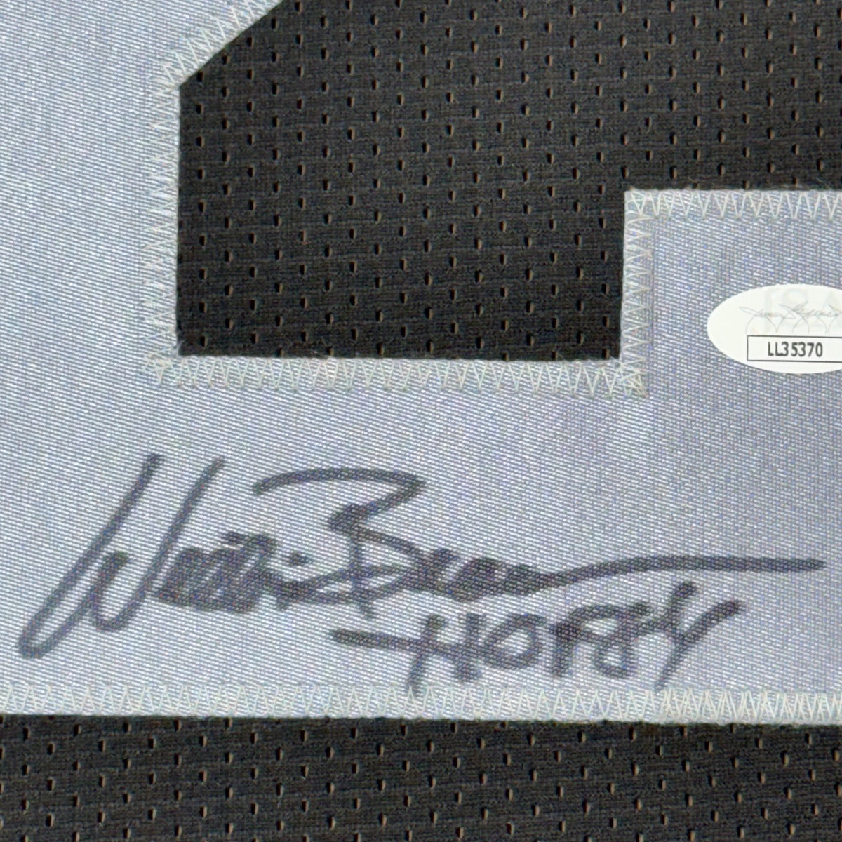 Framed Autographed/Signed Willie Brown 35x39 HOF 84 Las Vegas Oakland Black Football Jersey JSA COA