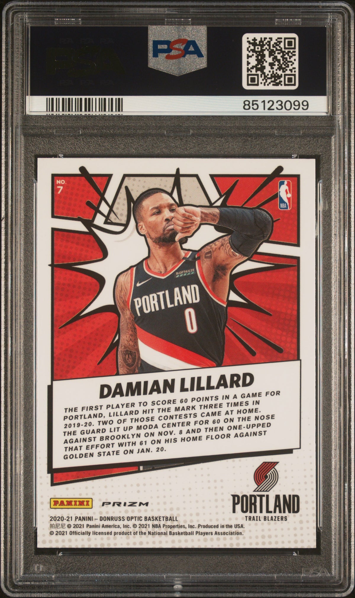 2020 Panini Donruss Optic My House! My House!-Purple Damian Lillard 10 PSA #7