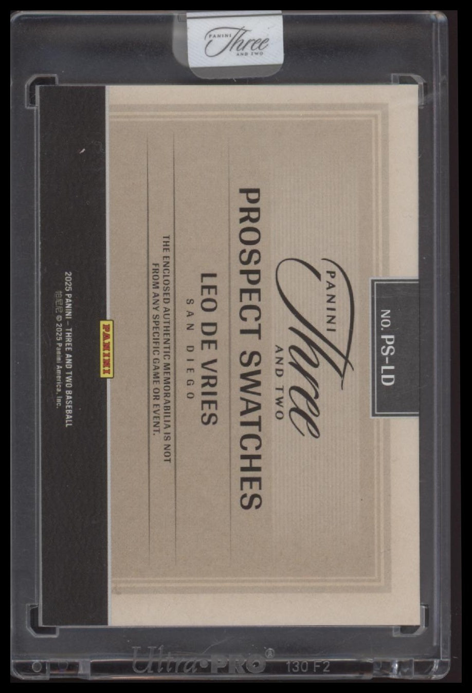 2025 Panini Three and Two Prospect Swatches Leo De Vries /49