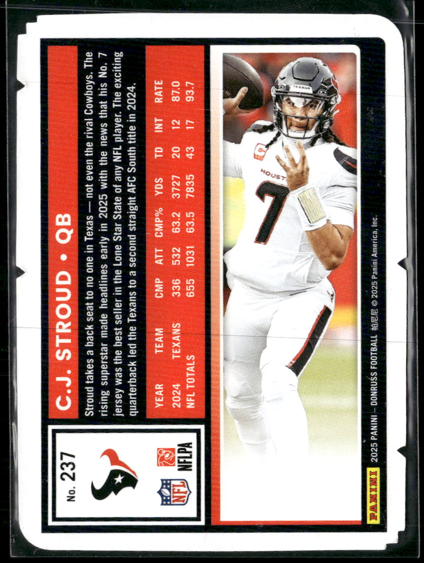 2025 Donruss Press Proofs Black Die Cut C.J. Stroud #/1 #237