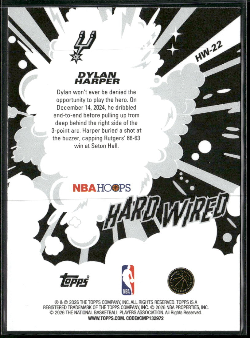 2026 Topps NBA Hoops Hard Wired Light Burst Dylan Harper #HW-22