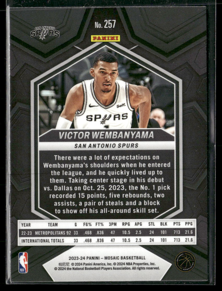2023-24 Panini Mosaic Victor Wembanyama #257