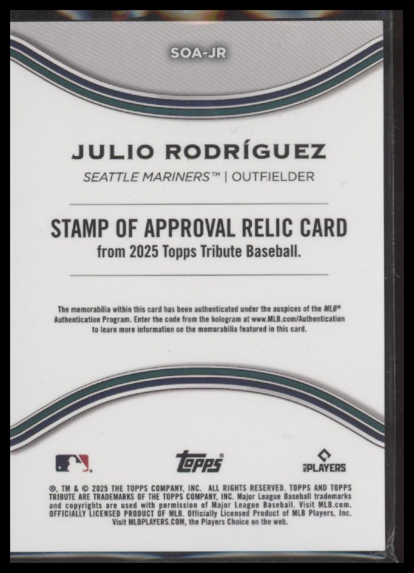 2024 Topps Tribute Stamp of Approval Relics Green /99 Julio Rodríguez #SOA-JR