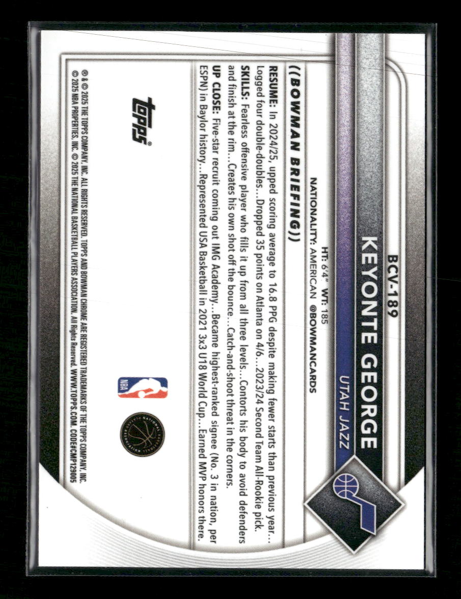 2025-26 Bowman Chrome Gold Mojo Refractors Keyonte George #/50 #BCV-189
