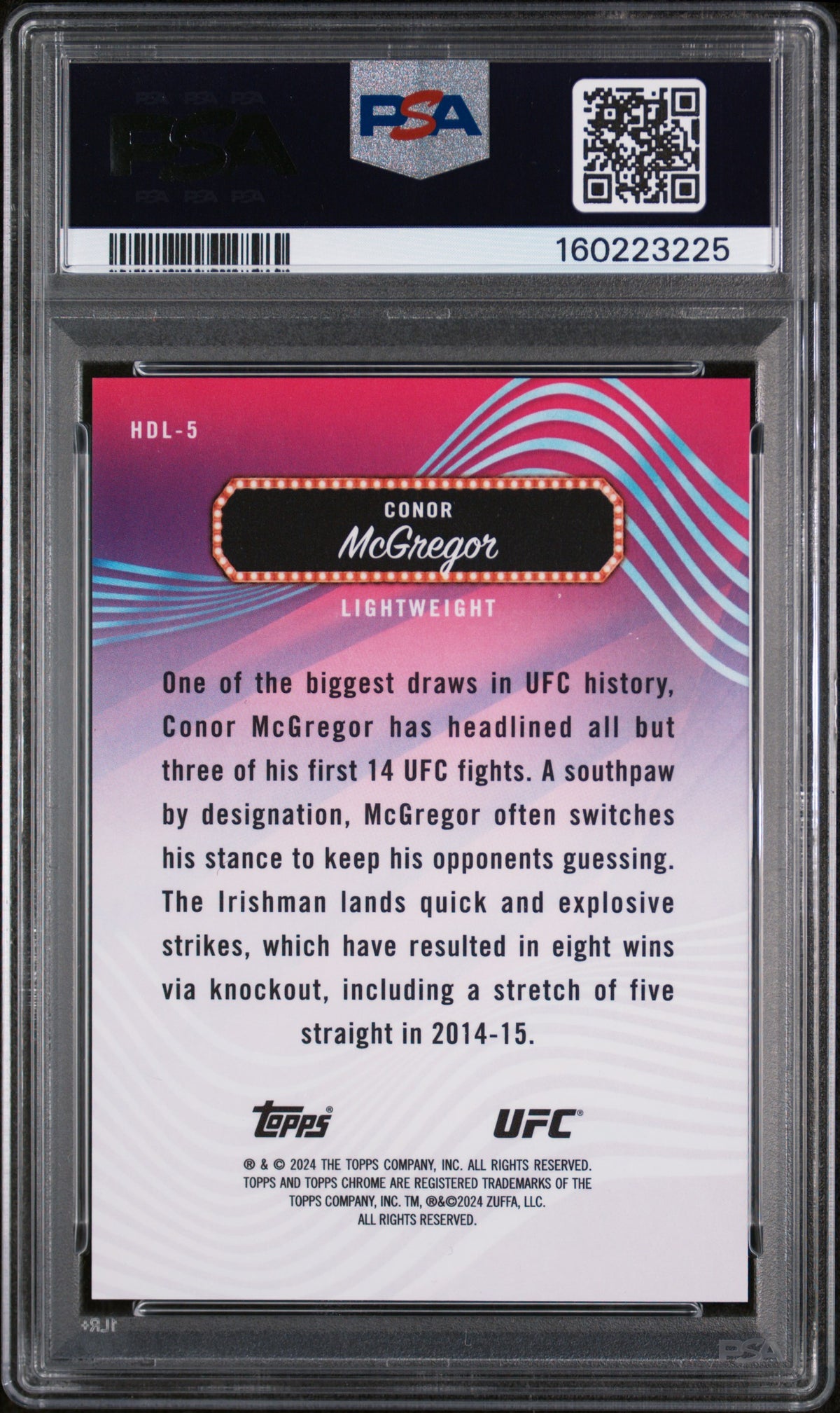 2024 Topps Finest Ufc Headliners Red Shimmer Conor Mcgregor 10 PSA #HDL5