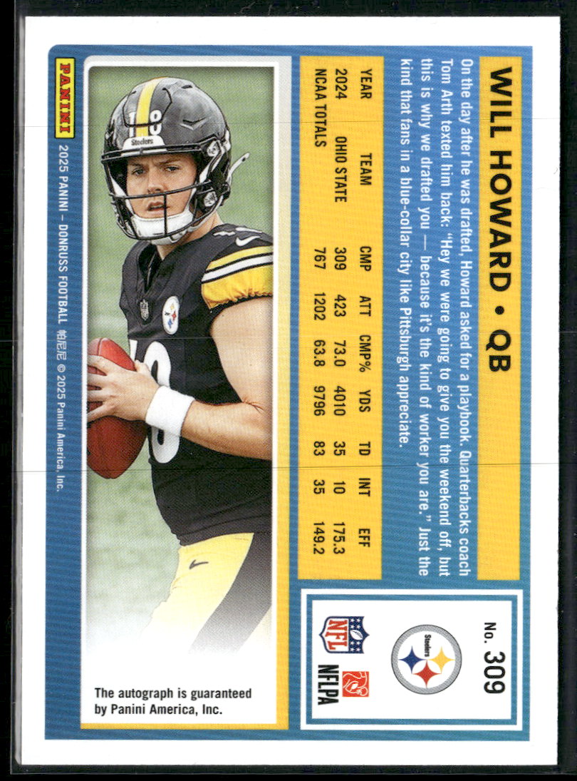 2025 Donruss Rated Rookies Autographs Will Howard RC #/199 AU #309