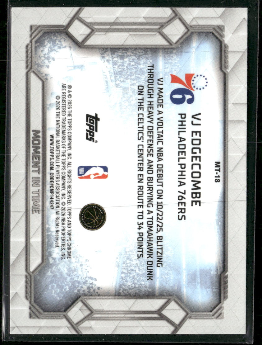 2025-26 Topps Chrome Update Moment In Time Aqua #/199 VJ Edgecombe #MT-18
