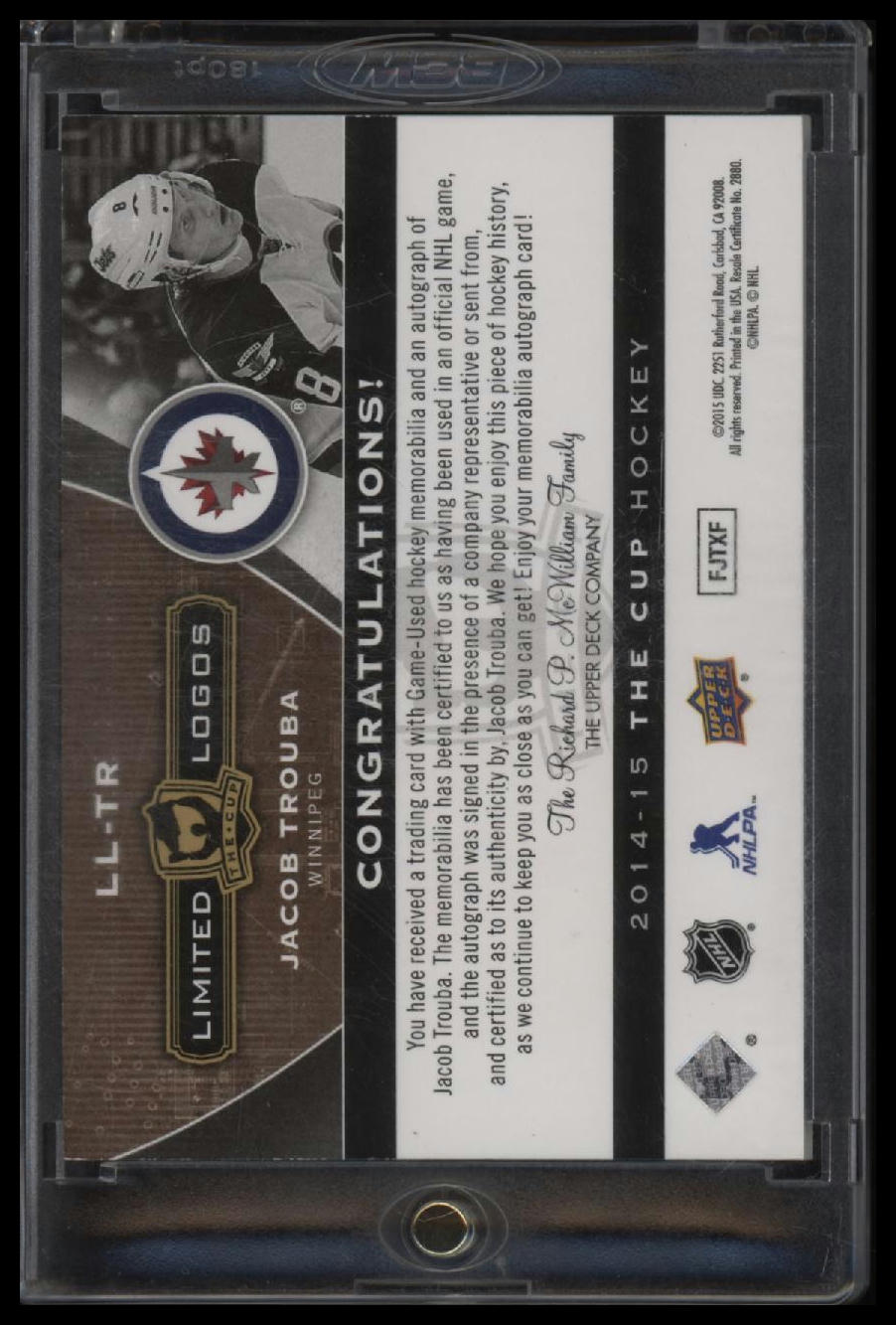 2014-15 Upper Deck The Cup Limited Logos Autographs Jacob Trouba #/50 AU #LL-TR