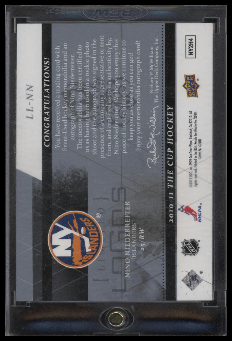 2010-11 Upper Deck The Cup Limited Logos AU Nino Niederreiter /50 AU #LL-NN