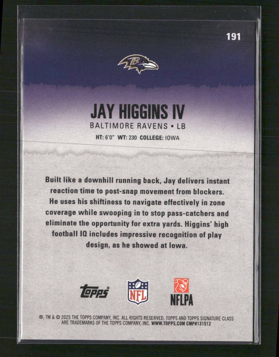 2025 Topps Signature Class Chrome Orange Lava Refractor Jay Higgins RC #/50 #191