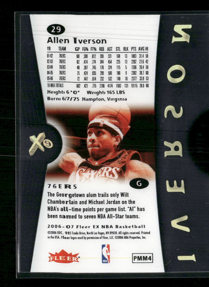2006 Fleer E-X Allen Iverson #29