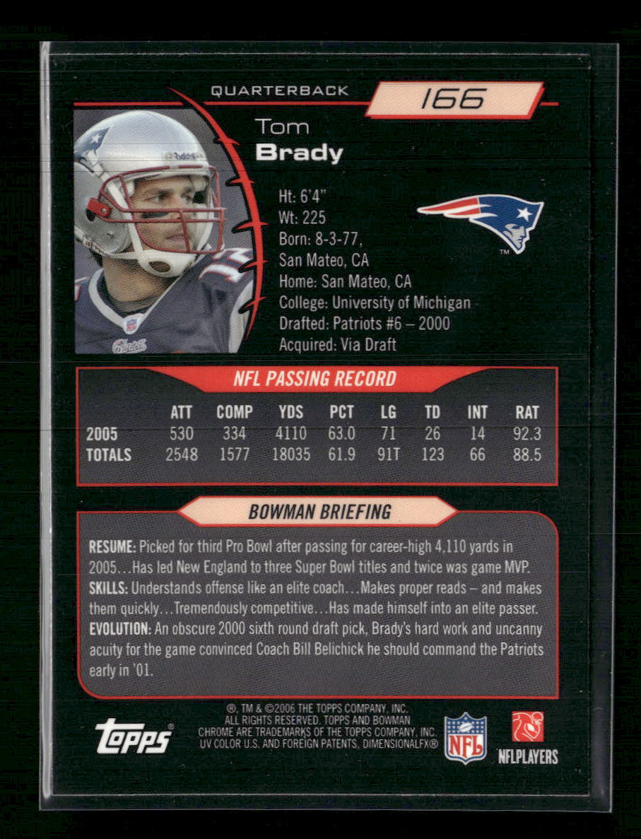 2006 Bowman Chrome Tom Brady #166