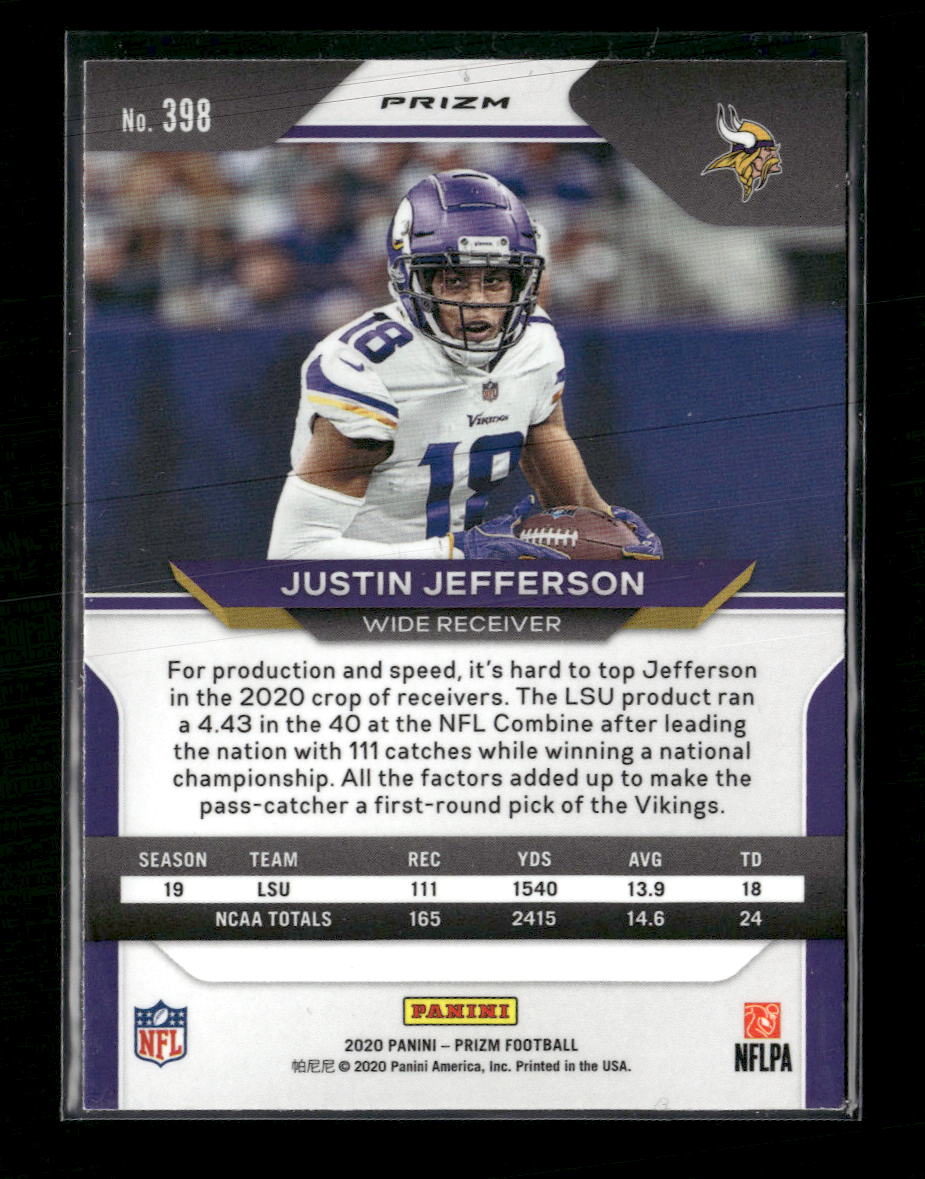 2020 Panini Prizm Prizm Green Justin Jefferson RC #398