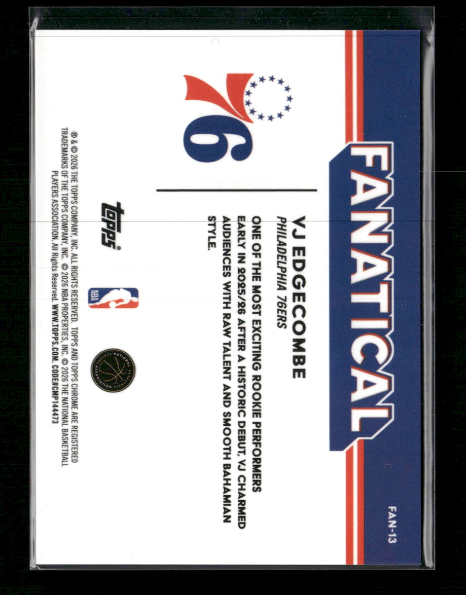 2025-26 Topps Chrome Update Fanatical Gold #/50 VJ Edgecombe #FAN-13