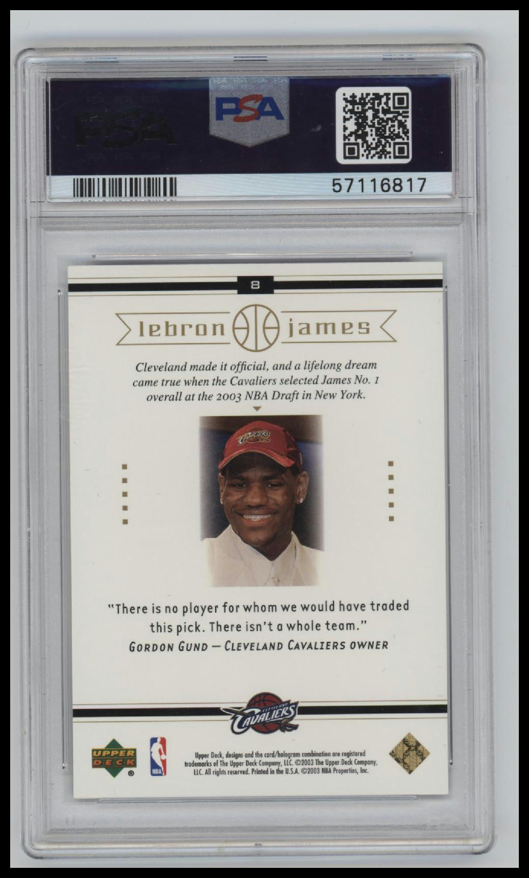 2003 Upper Deck Lebron James Box Set Lebron James 8 PSA #8
