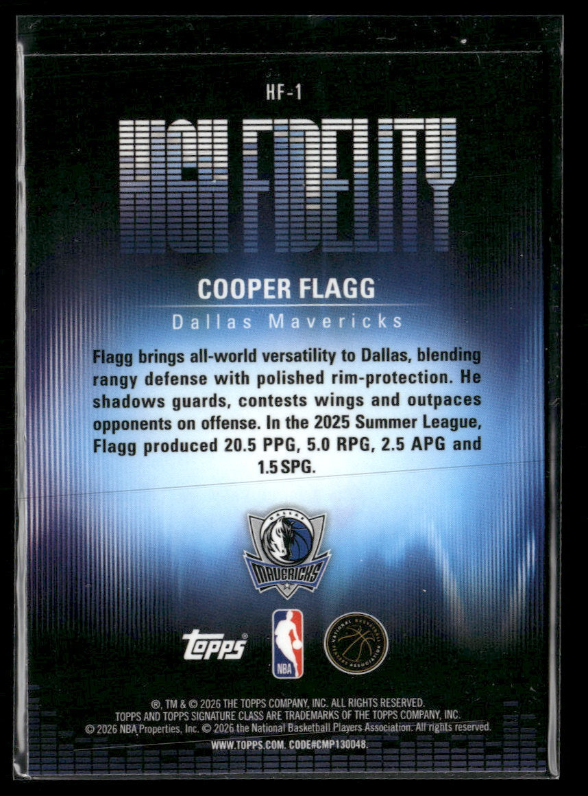 2025-26 Topps Signature Class High Fidelity Cooper Flagg #HF-1