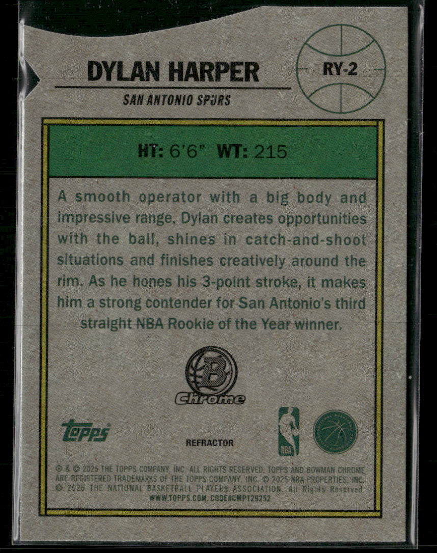 2025-26 Bowman Rookie of the Year Favorites Dylan Harper #RY-2