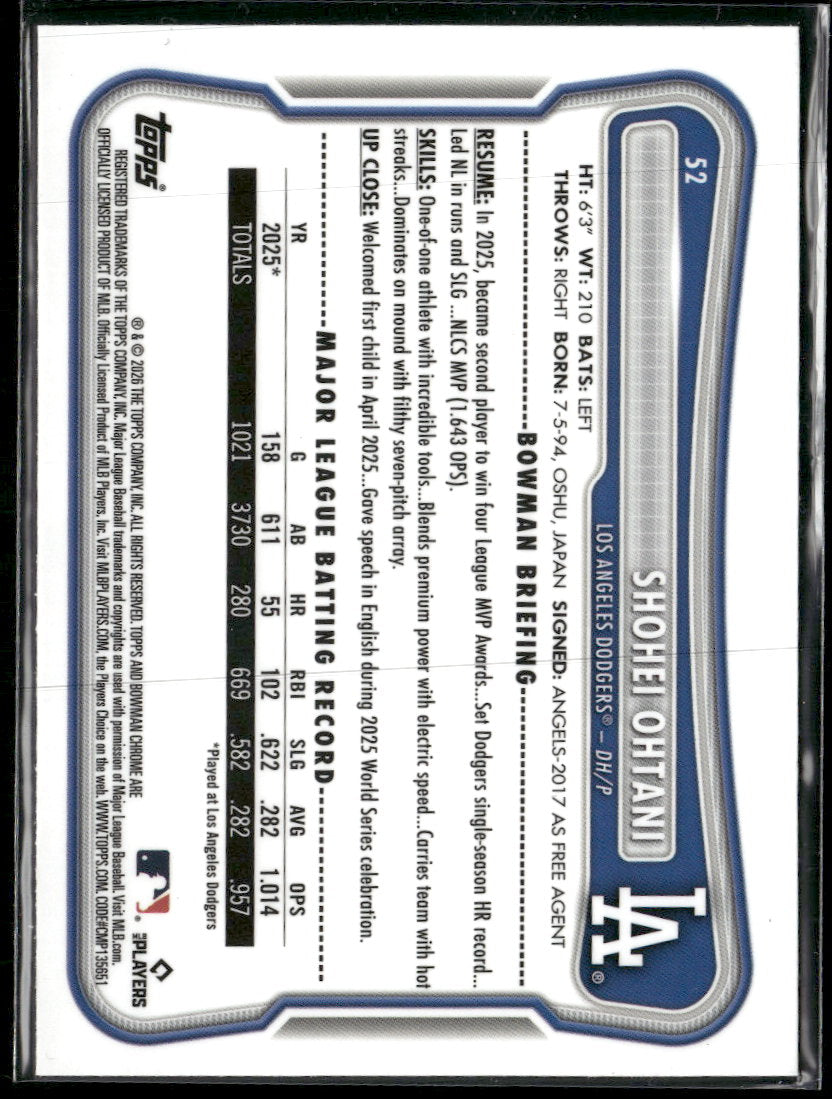 2026 Bowman Chrome Mojo Refractors Shohei Ohtani #52