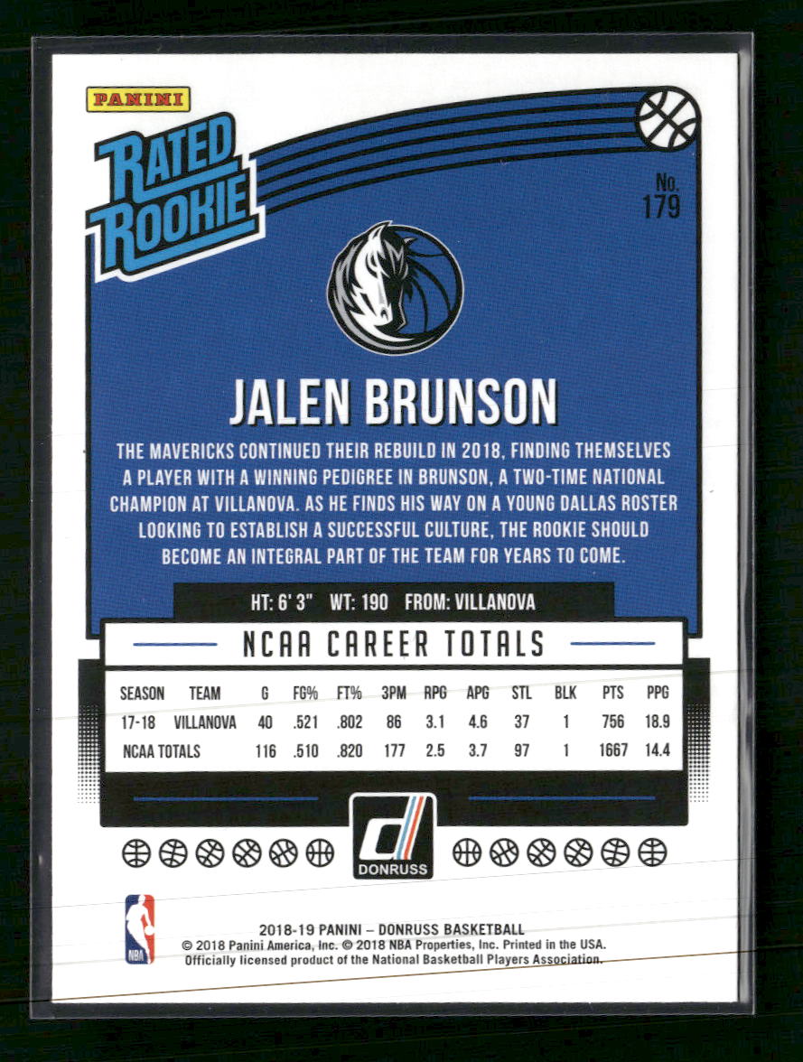 2018-19 Donruss Jalen Brunson RC #179