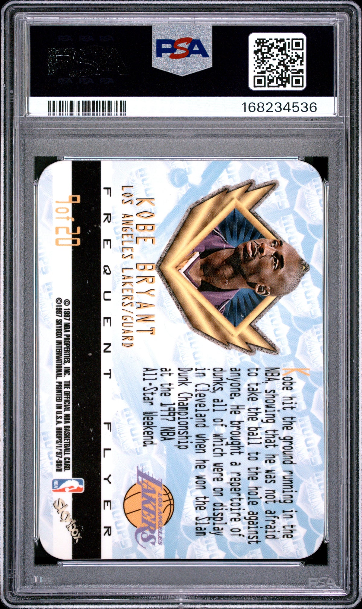 1997 Hoops Frequent Flyer Club Kobe Bryant 7 PSA #9