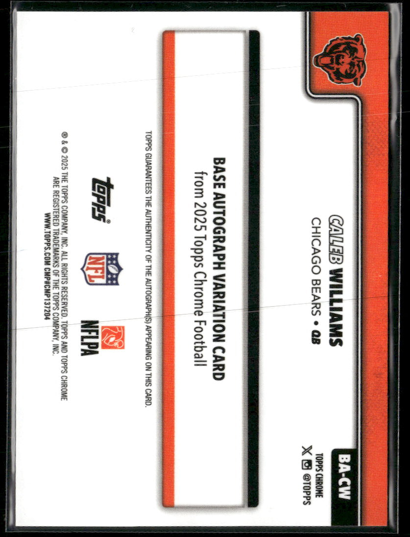 2025 Topps Chrome Auto Black Geometric Refractor Caleb Williams #/10 #BA-CW