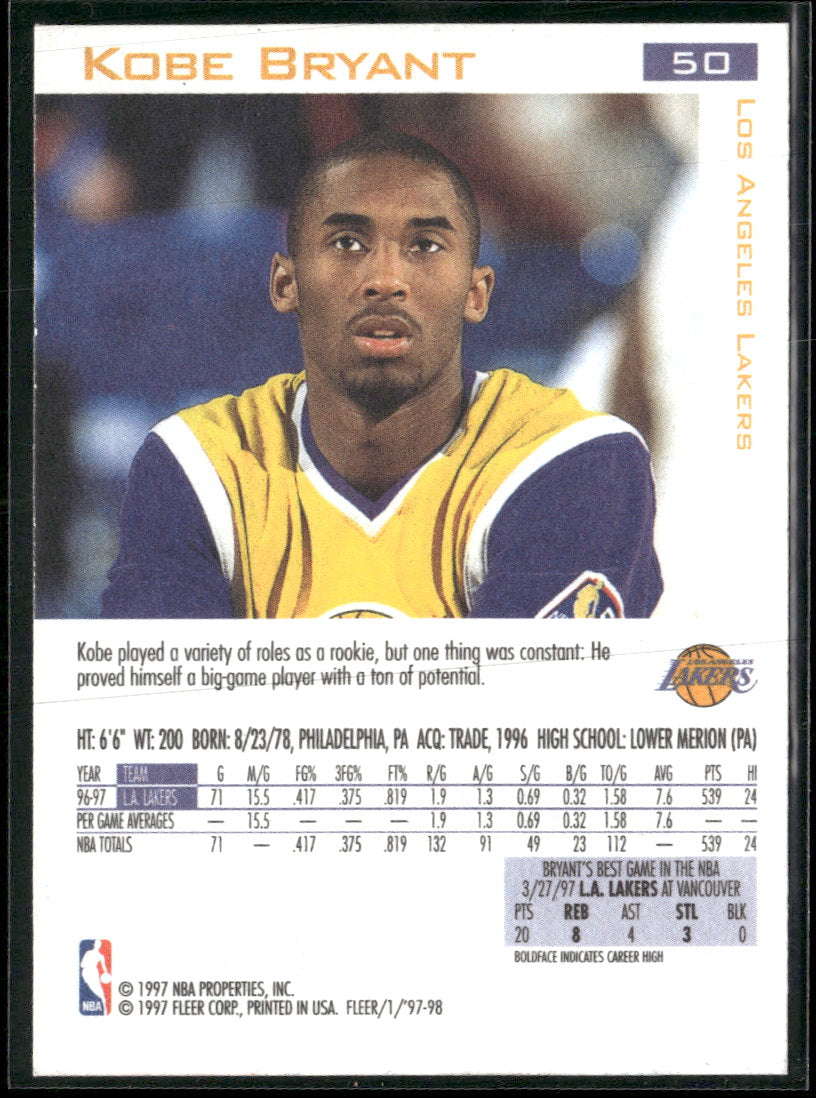 1997-98 Fleer Kobe Bryant #50
