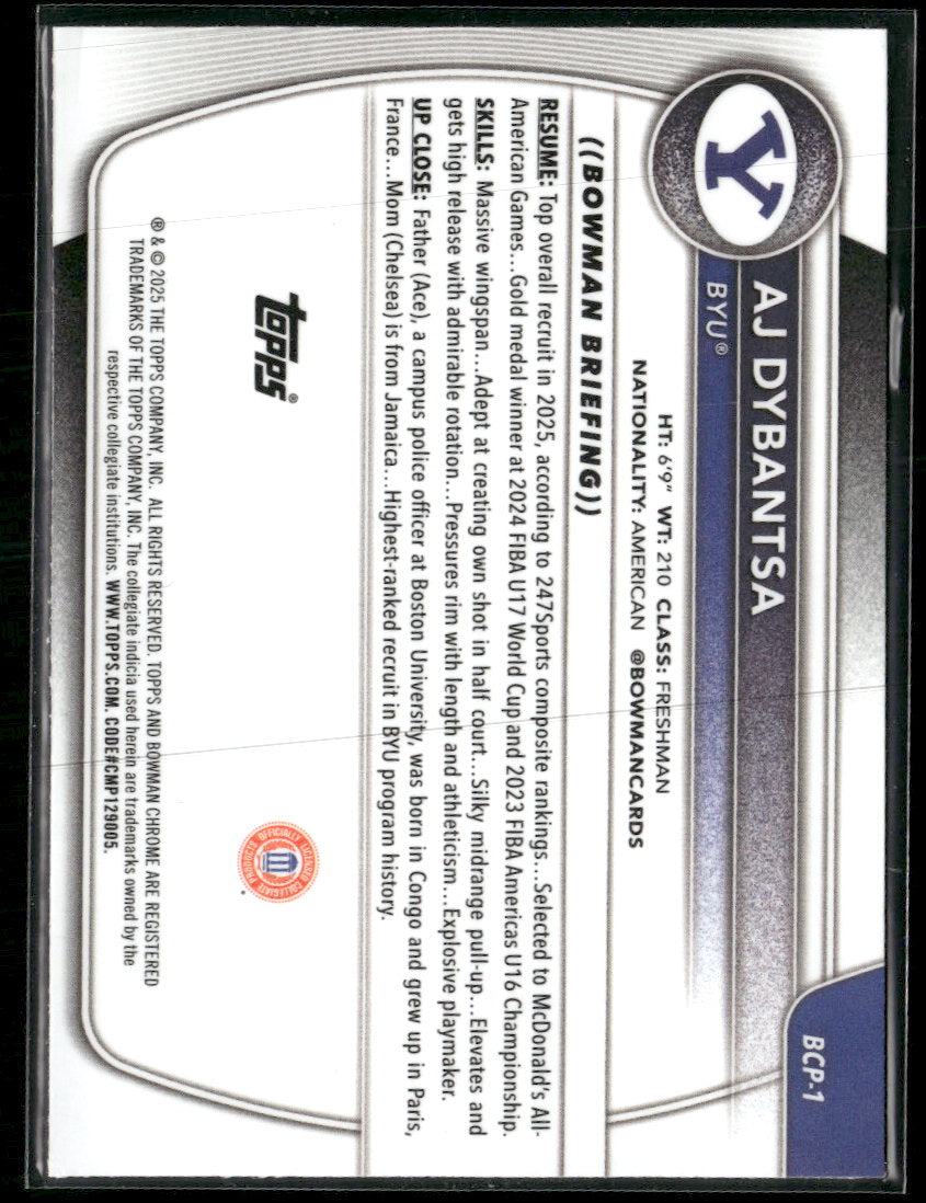2025-26 Bowman Chrome Prospects Mojo Refractor AJ Dybantsa #BCP-1
