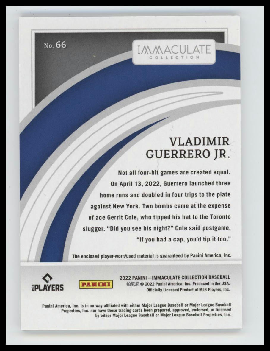 2022 Panini Immaculate Collection Red Vladimir Guerrero Jr. #/49 #66