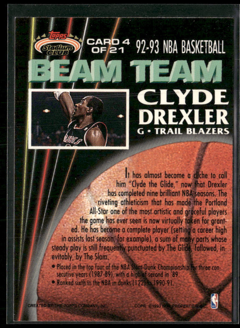 1992-93 Stadium Club Beam Team Clyde Drexler #4