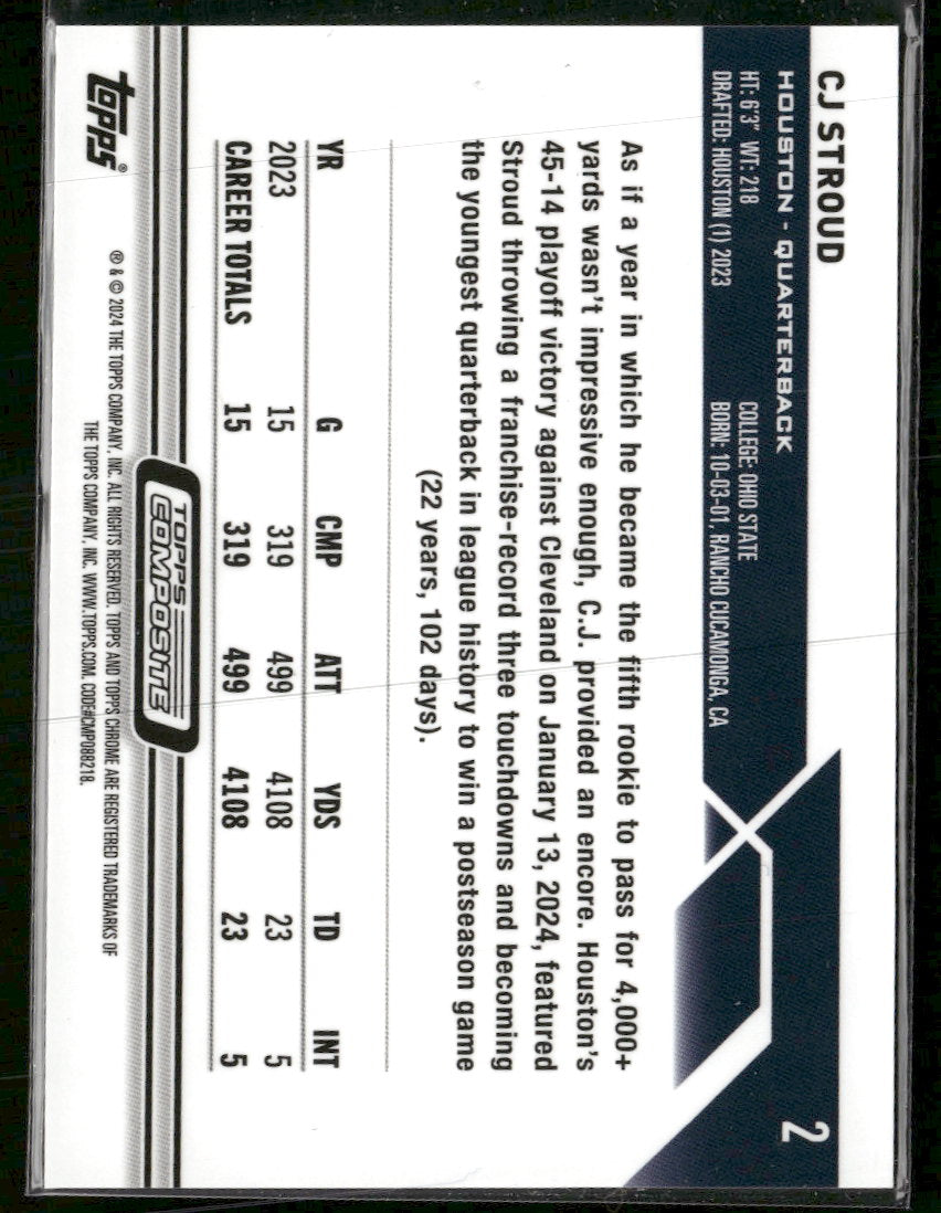 2023 Topps Composite Topps Chrome Purple Refractor CJ Stroud RC #/275 #2