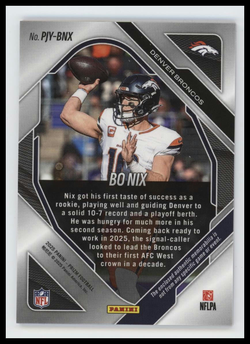 2025 Panini Prizm Premier Jerseys Pink Bo Nix #PJY-BNX