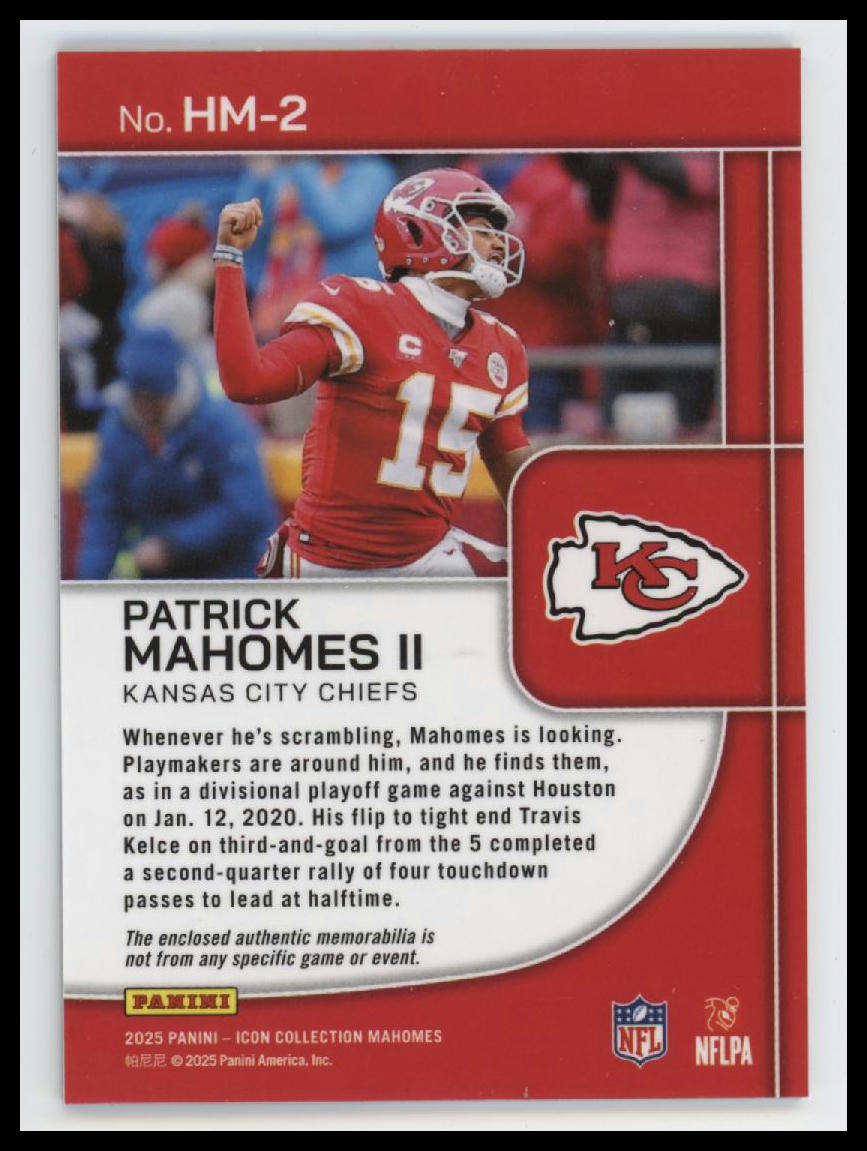 2025 Panini Icon Collection Highlight Materials Patrick Mahomes II #HM-2