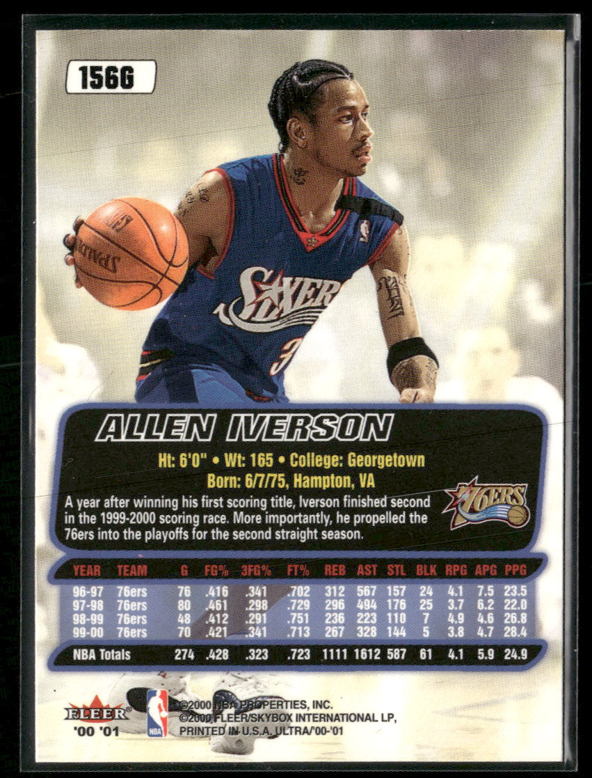 2000-01 Ultra Gold Medallion Allen Iverson #156G