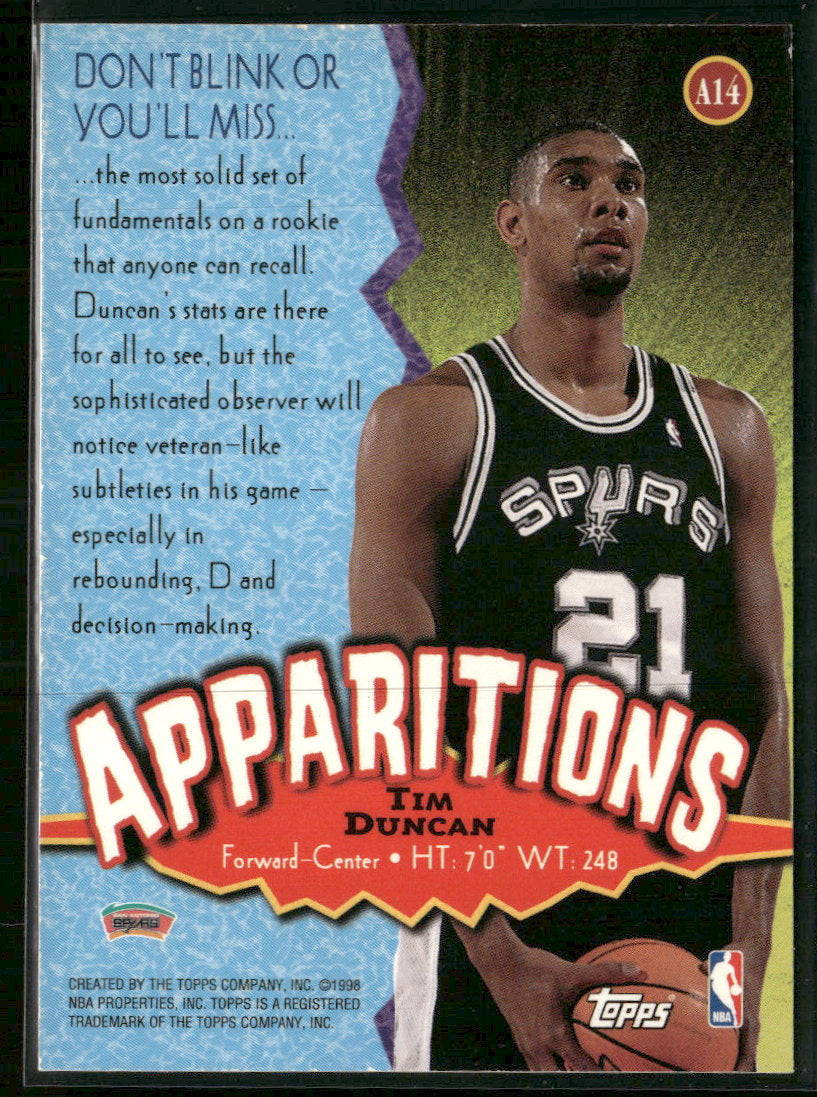 1998-99 Topps Apparitions Tim Duncan #A14