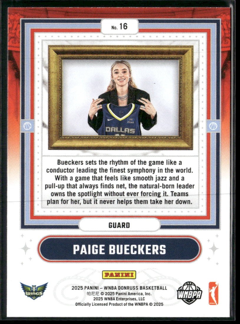 2025 Donruss WNBA Franchise Features Press Proof Blue Paige Bueckers #16