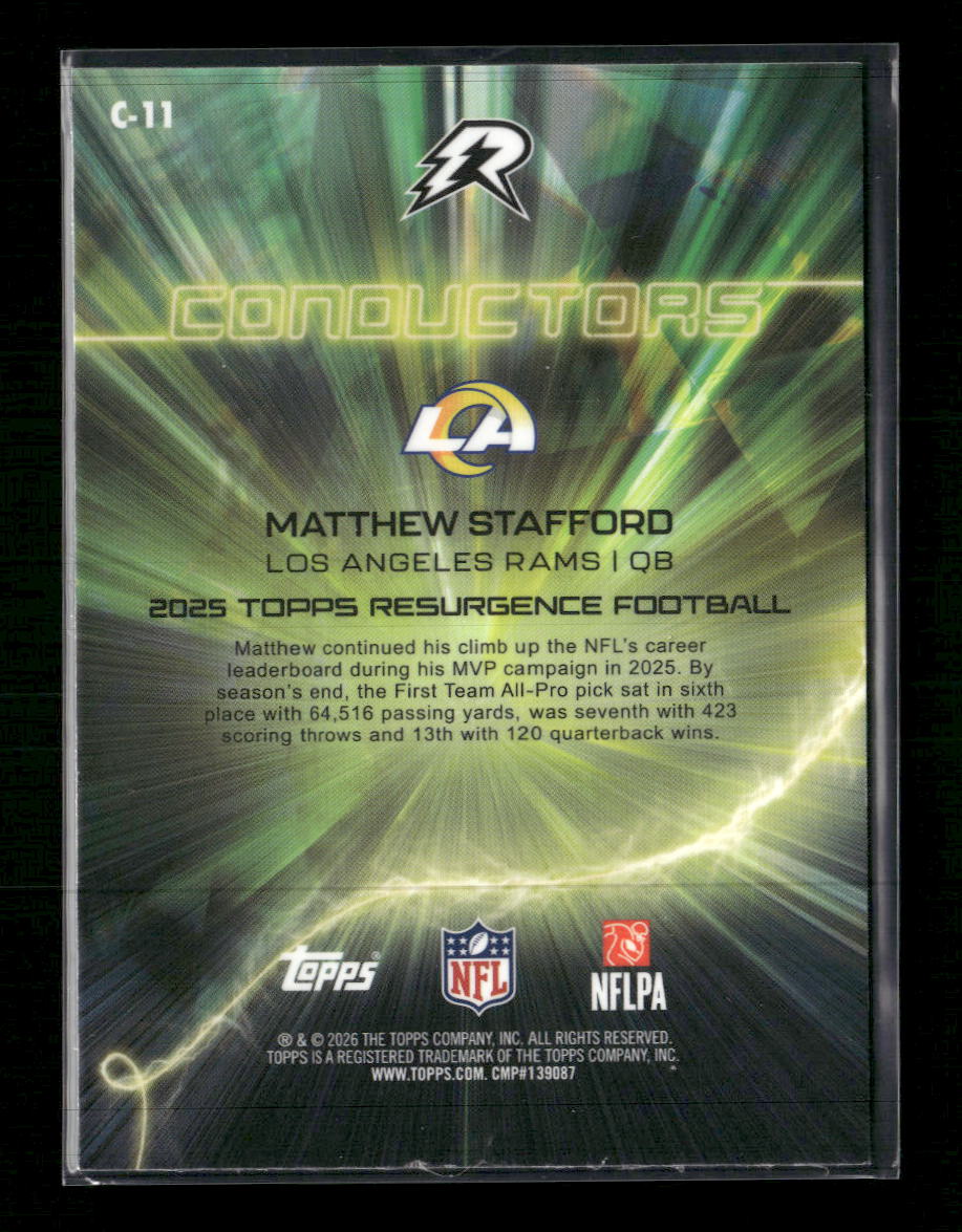2025 Topps Resurgence Conductors Teal Surge Matthew Stafford #/149 #C-11