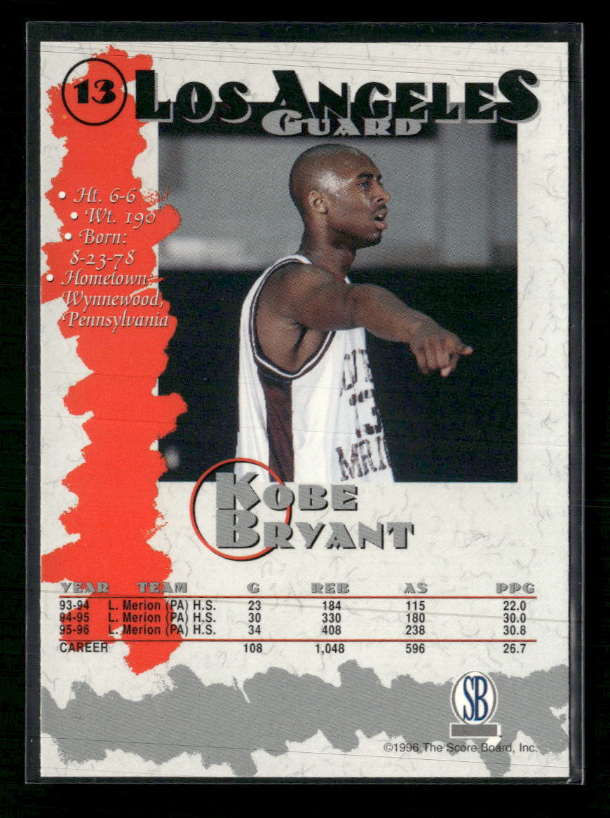 1996-97 Score Board Autographed Collection Kobe Bryant #13