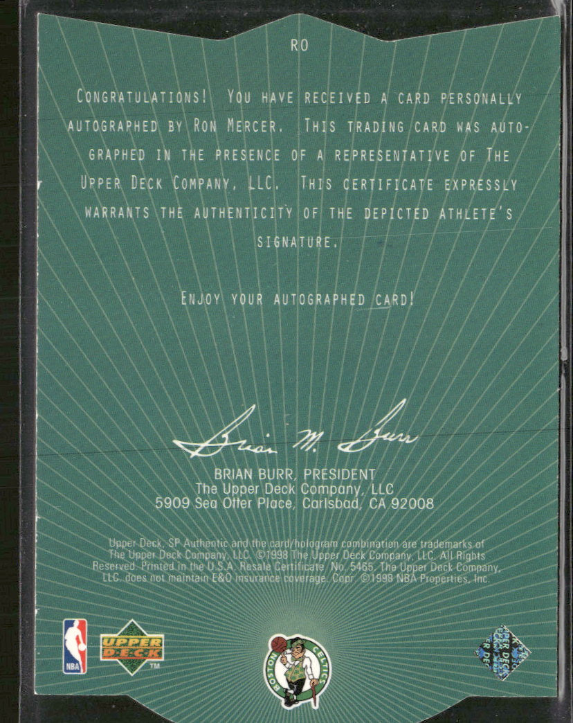 1997-98 SP Authentic Sign of the Times Stars and Rookies Ron Mercer AU #RO