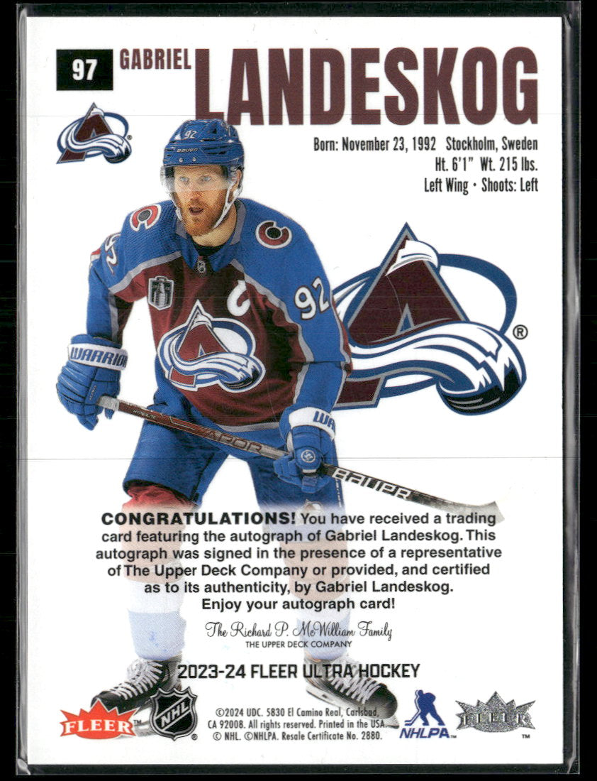 2023-24 Fleer Ultra - Foil Rainbow Gabriel Landeskog #97