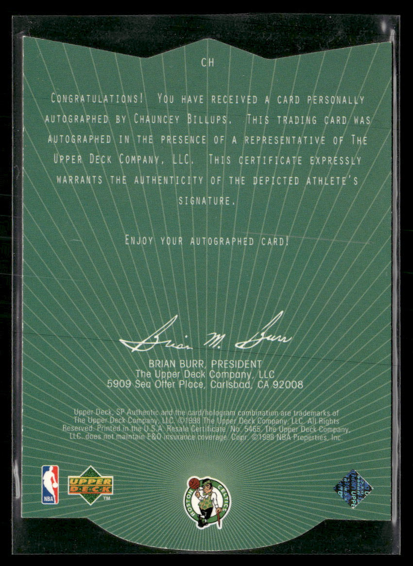 1997-98 SP Authentic Sign of the Times Stars and Rookies Chauncey Billups AU #CH