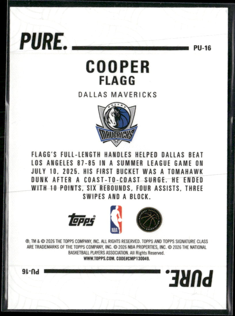 2025-26 Topps Signature Class Pure Cooper Flagg #PU-16