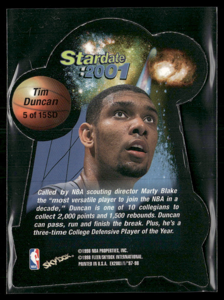 1997-98 E-X2001 X2001 - Star Date 2001 Tim Duncan #5 SD