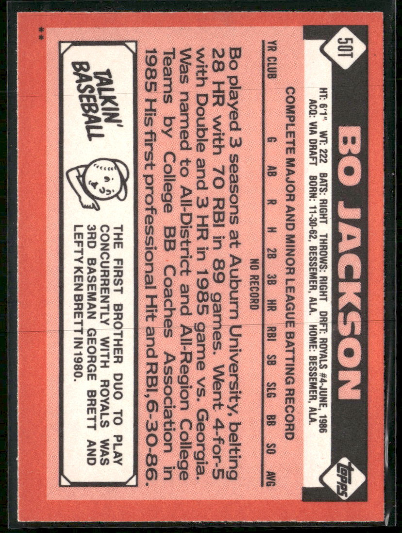 1986 Topps Traded Bo Jackson #50T