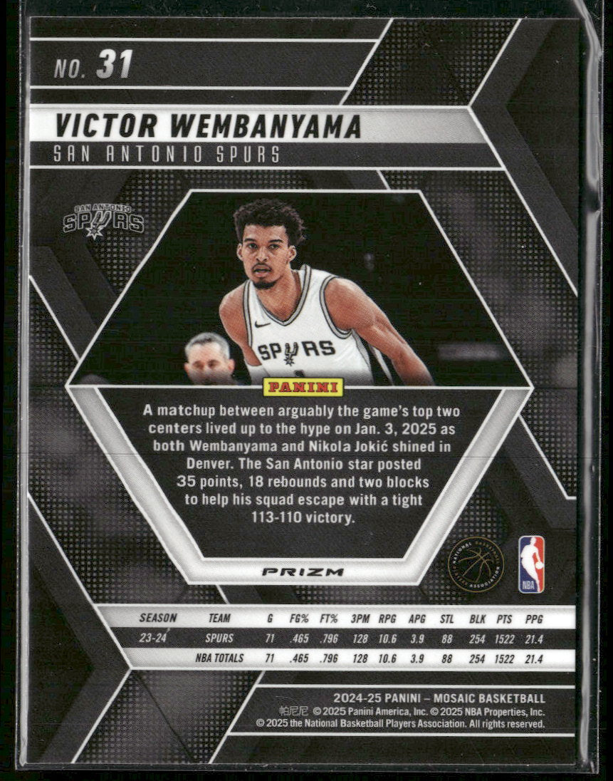 2024-25 Panini Mosaic Reactive Yellow Mosaic Victor Wembanyama #31