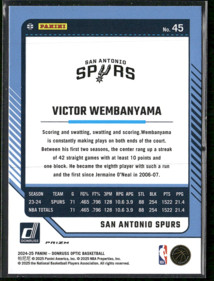 2024-25 Donruss Optic Holo Victor Wembanyama #45