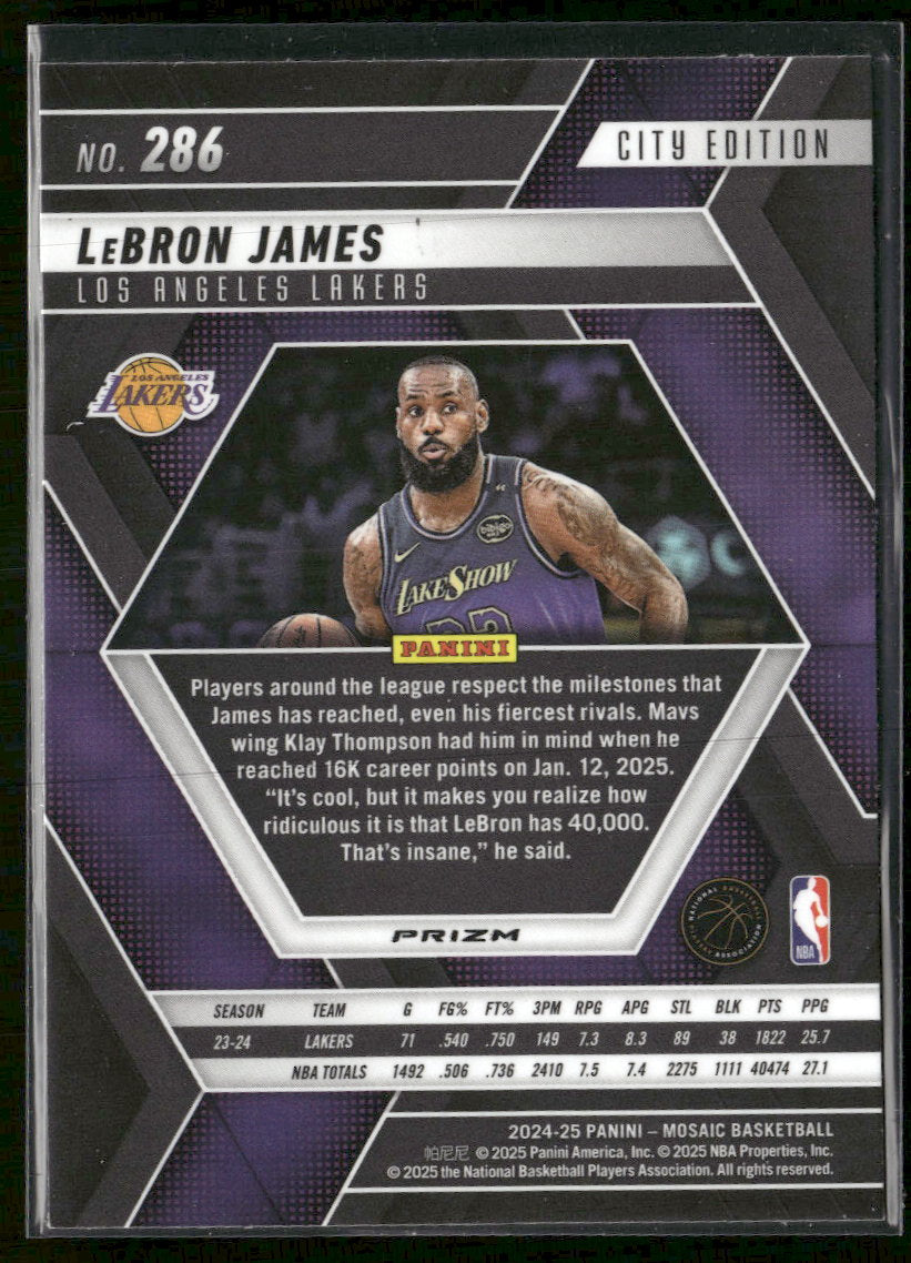 2024-25 Panini Mosaic Reactive Yellow Mosaic LeBron James #286