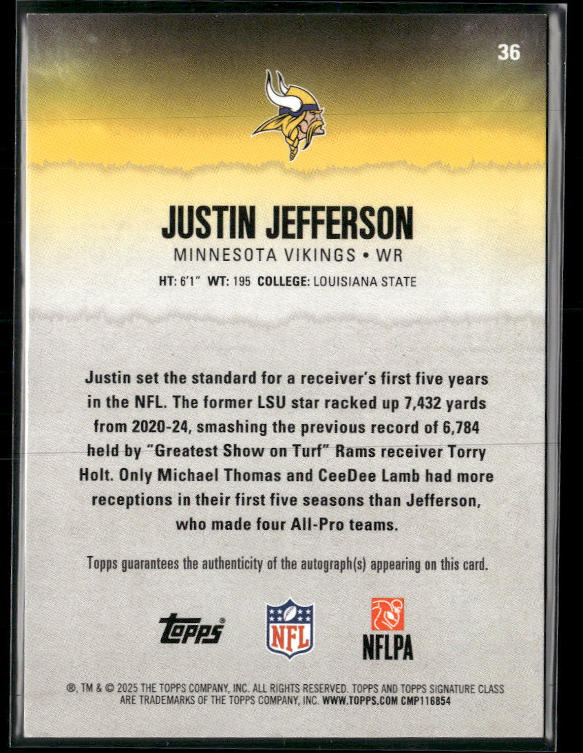 2025 Topps Signature Class Justin Jefferson #36