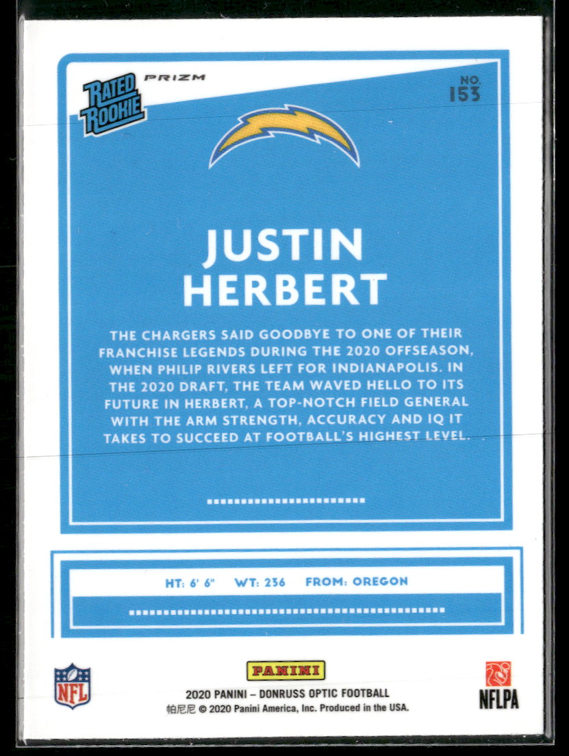2020 Donruss Optic Holo Justin Herbert RC #153