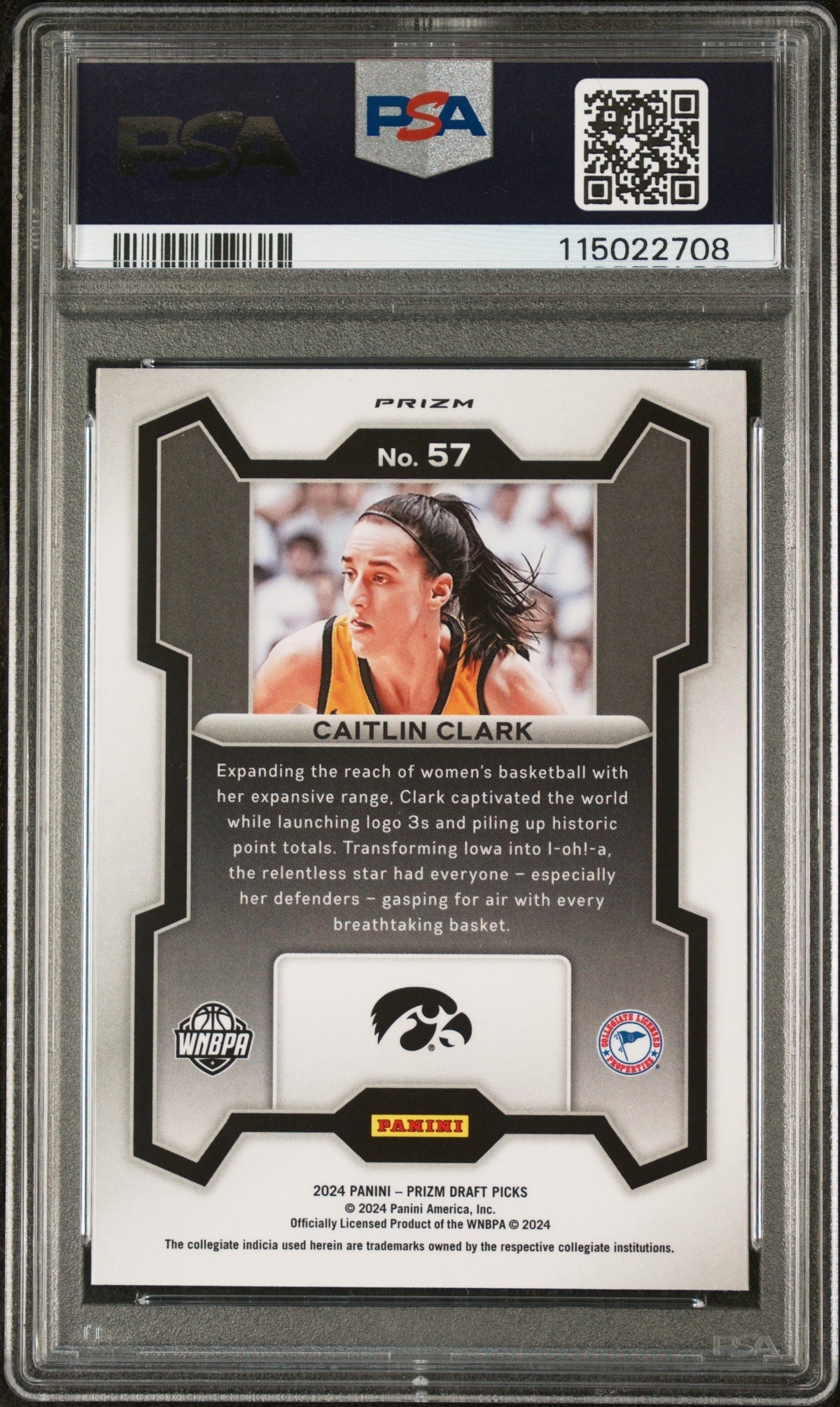 2024 Panini Prizm Draft Picks Red Ice Caitlin Clark 9 PSA #57