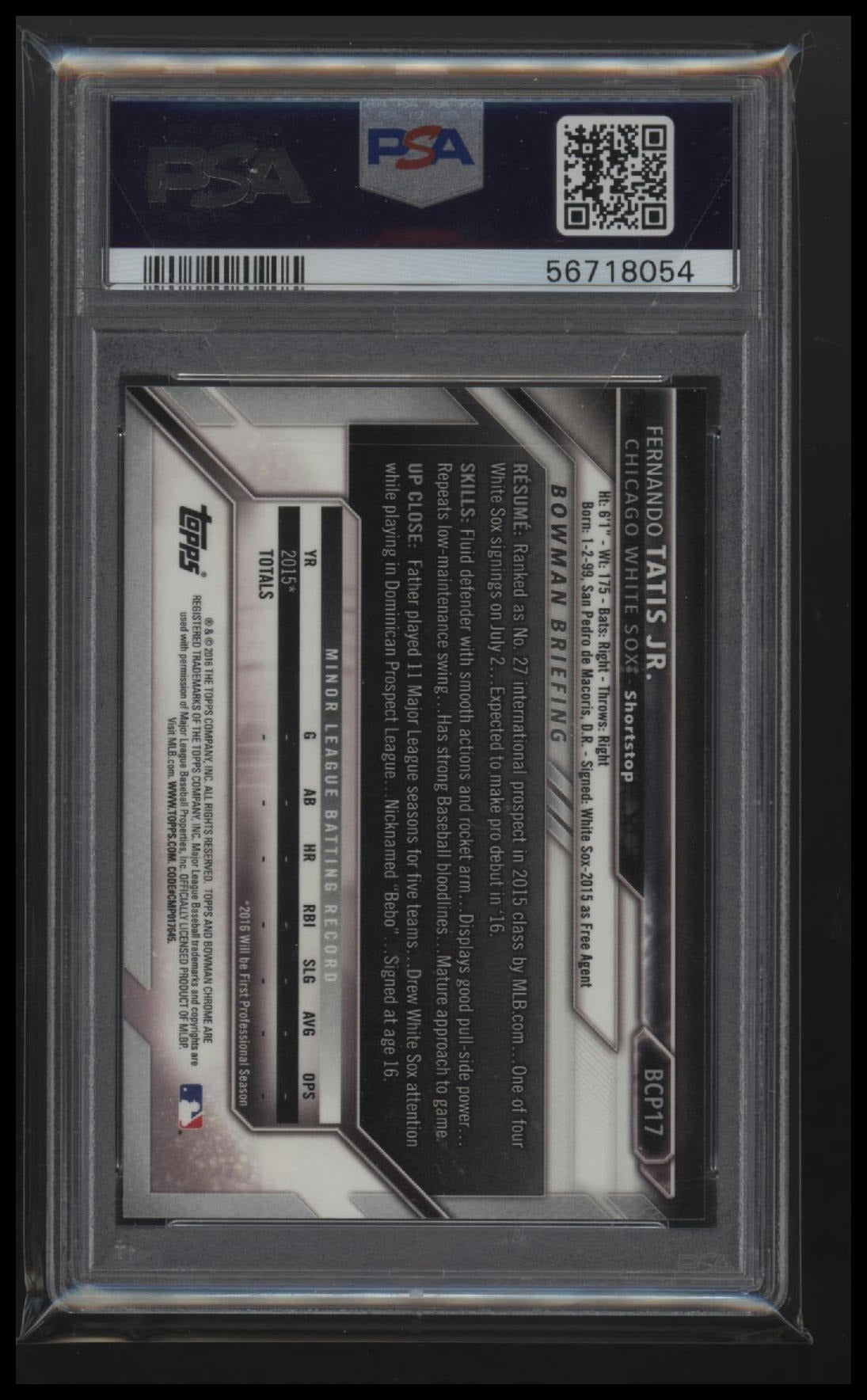 2016 Bowman Prospects Chrome Fernando Tatis Jr. 8 PSA #BCP17